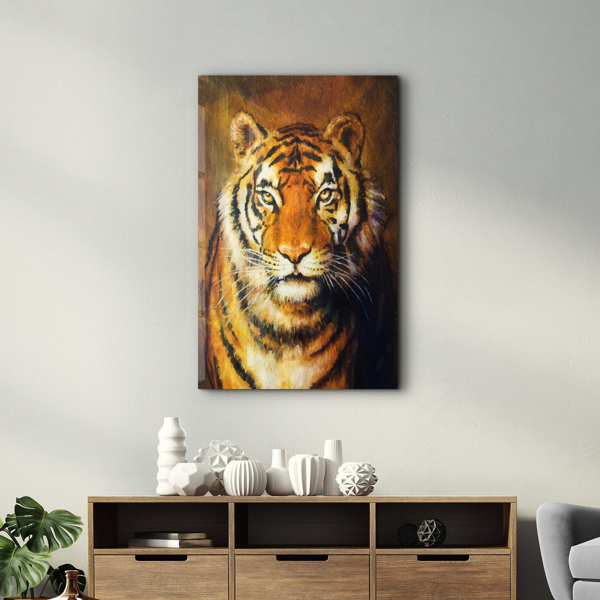 Tiger 5 | Glass Wall Art - Artdesigna