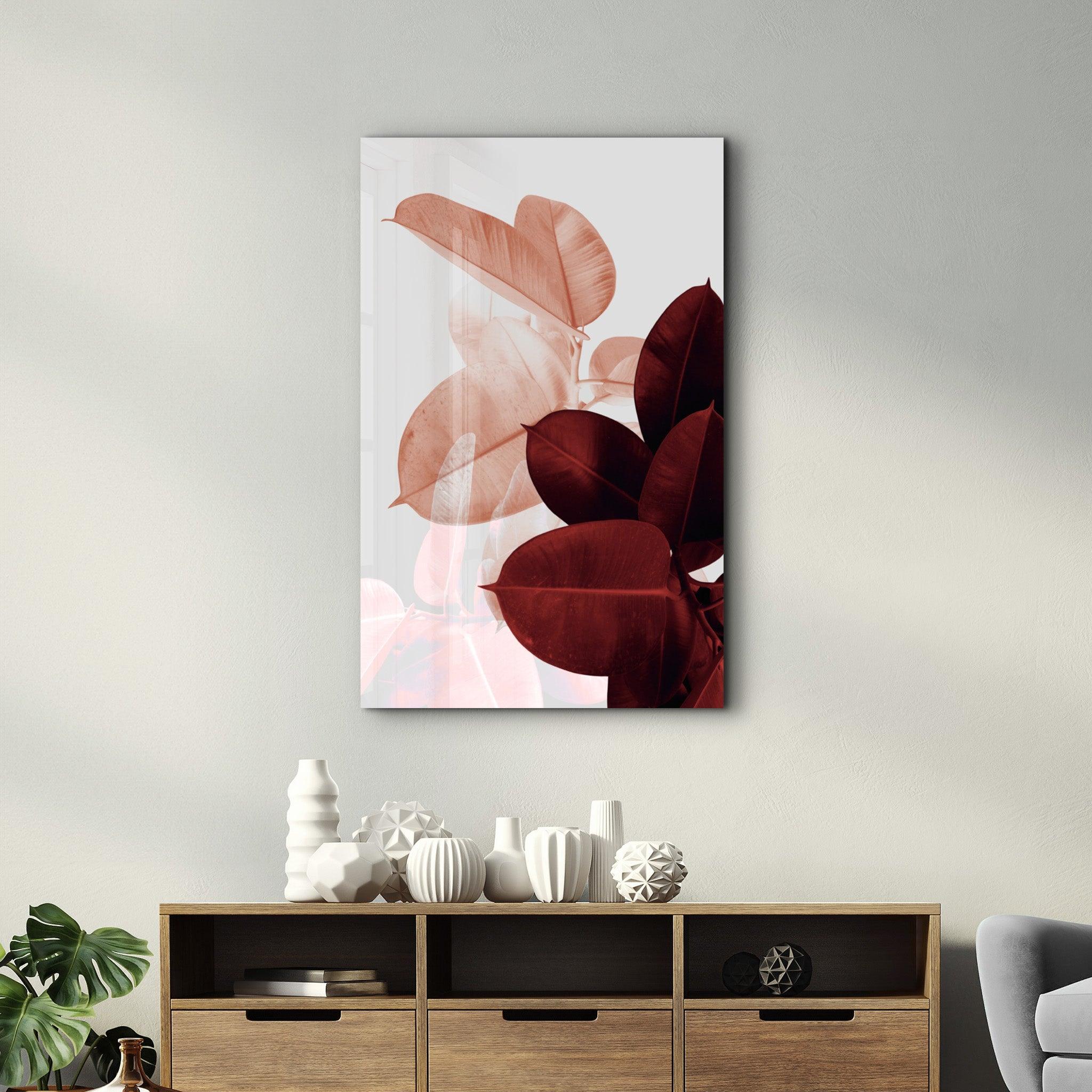 Abstract Leaves V2 | Glass Wall Art - Artdesigna