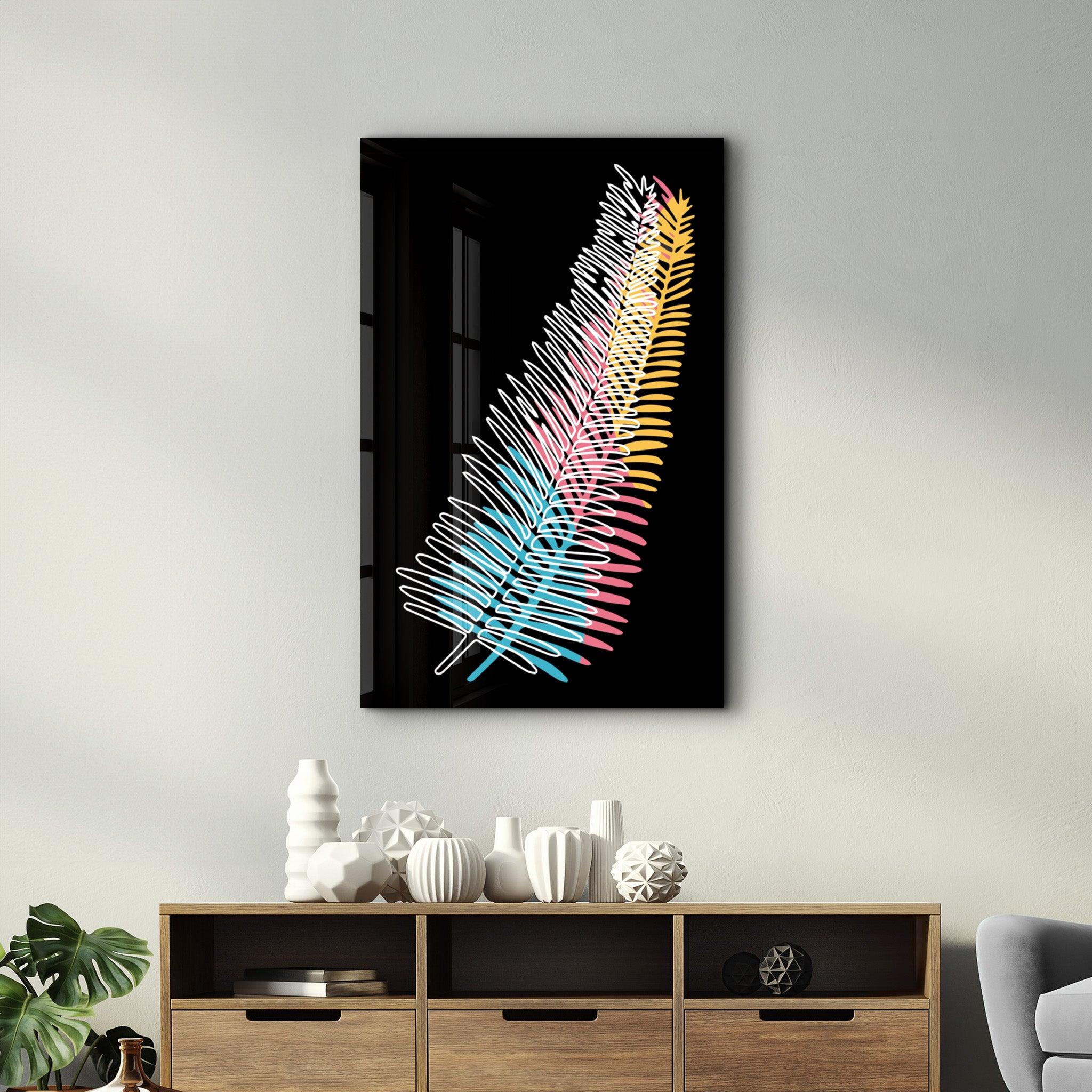 Modern Line Abstract V14 | Glass Wall Art - Artdesigna