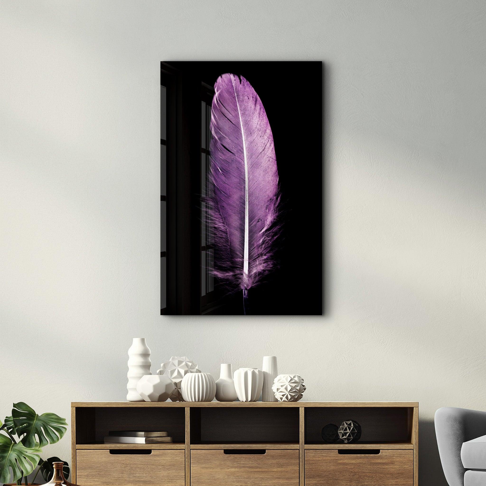 Colorful Feather V3 | Glass Wall Art - Artdesigna