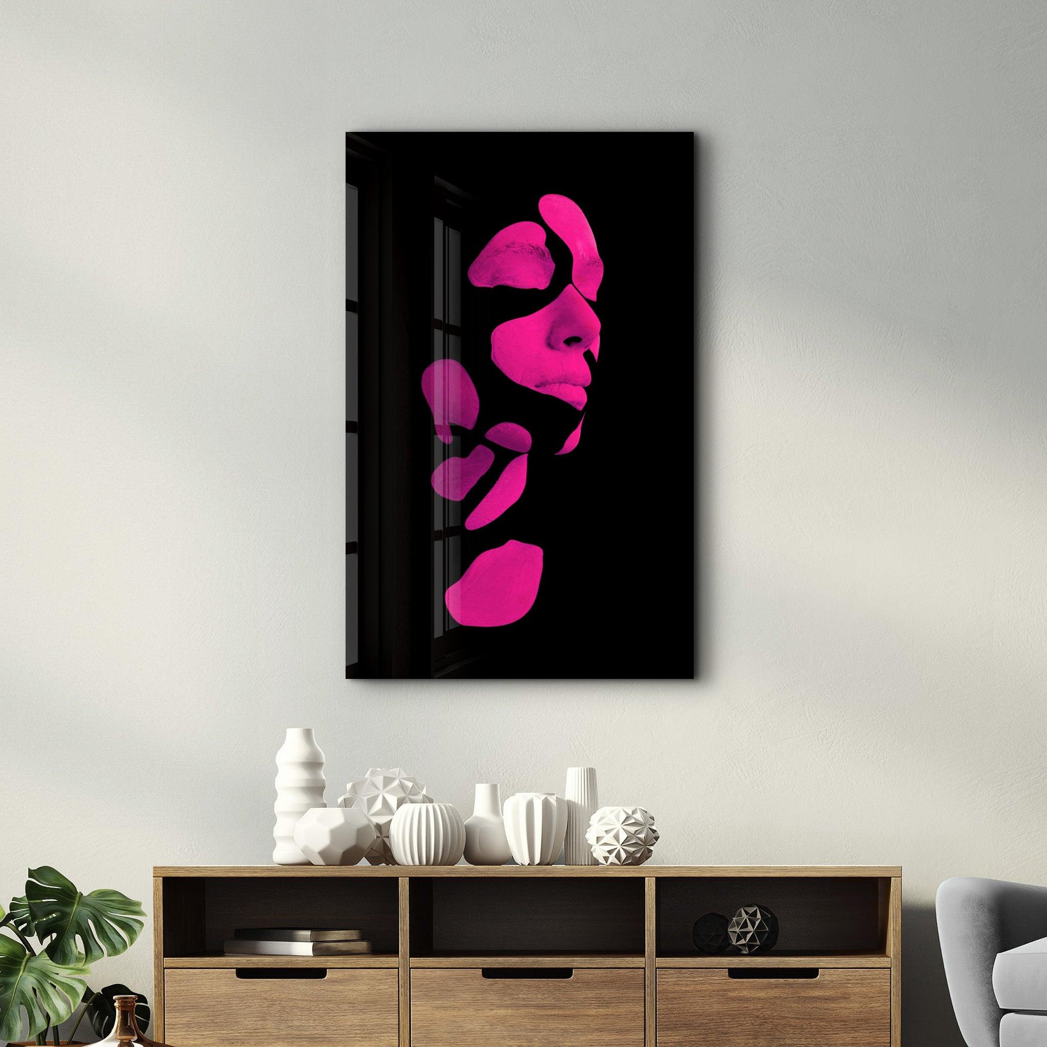 Mysterious Purple Face | Glass Wall Art - Artdesigna