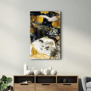 Golden Abstract 1 | Glass Wall Art - Artdesigna