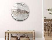 ・"Travertine - Gray "・Rounded Glass Wall Art - ArtDesigna Glass Printing Wall Art