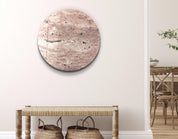 ・"Travertine - Moon - Beige Powder"・Rounded Glass Wall Art - ArtDesigna Glass Printing Wall Art