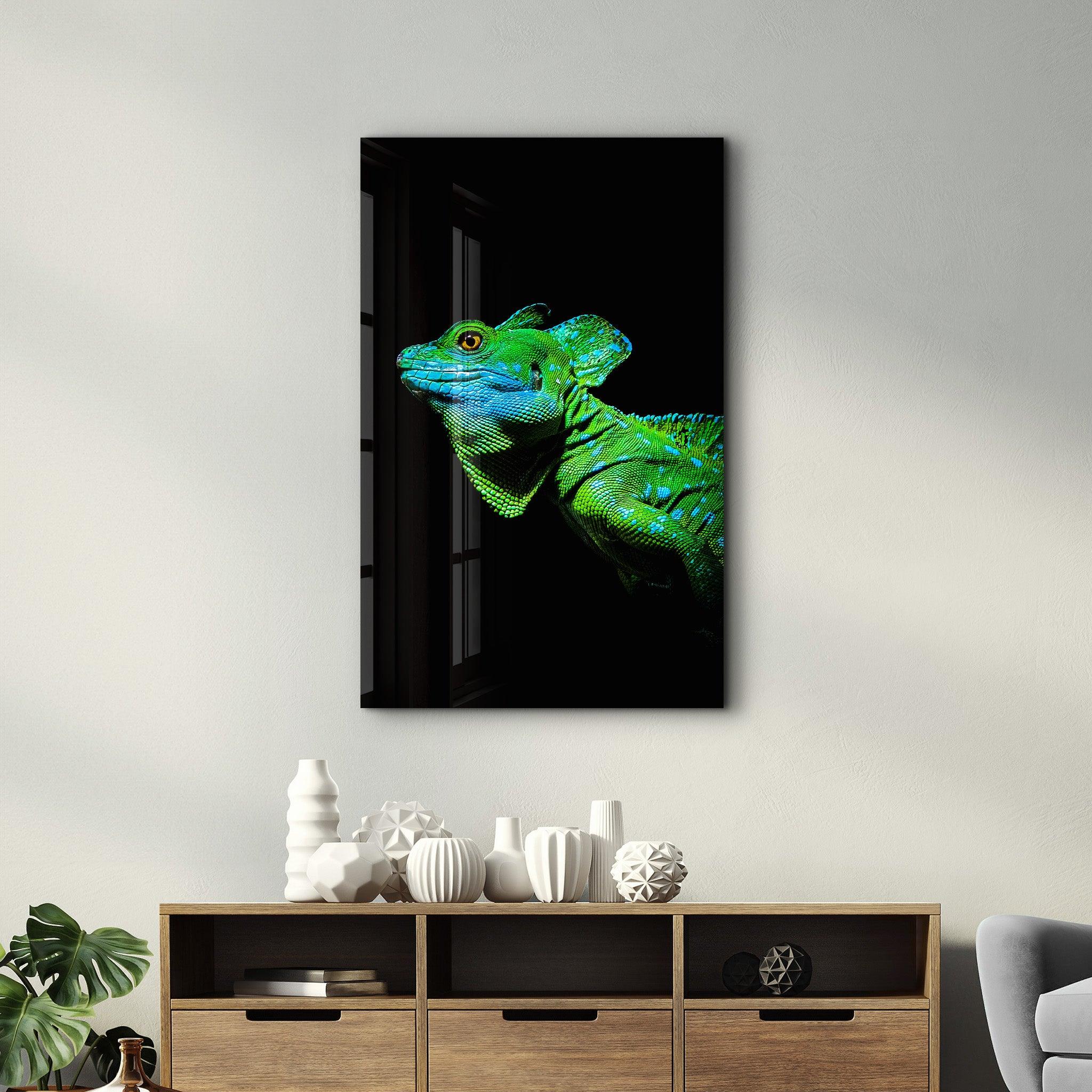 Iguana Green | Designer's Collection Glass Wall Art - Artdesigna