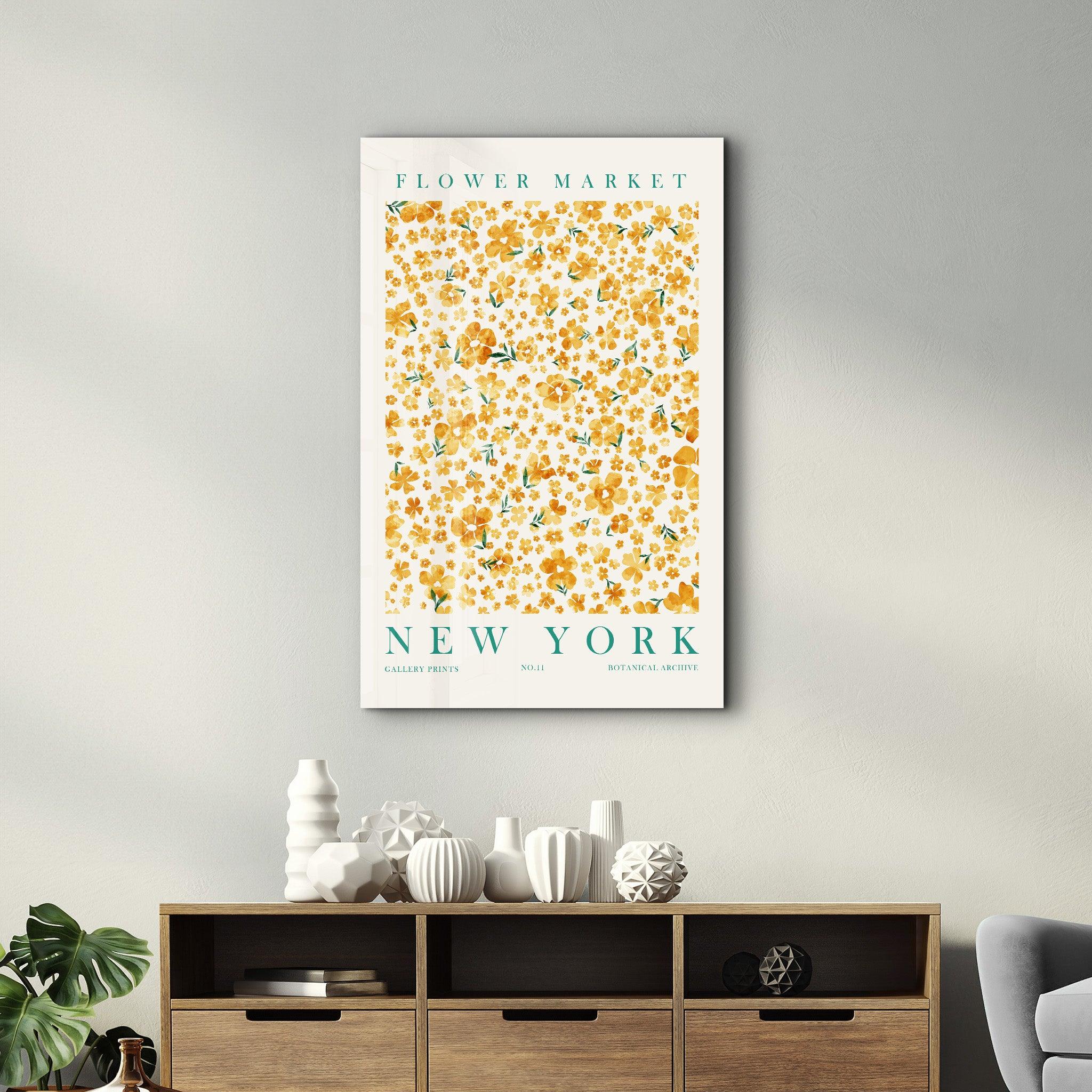 Flower Market No:11 New York | Gallery Print Collection Glass Wall Art - Artdesigna