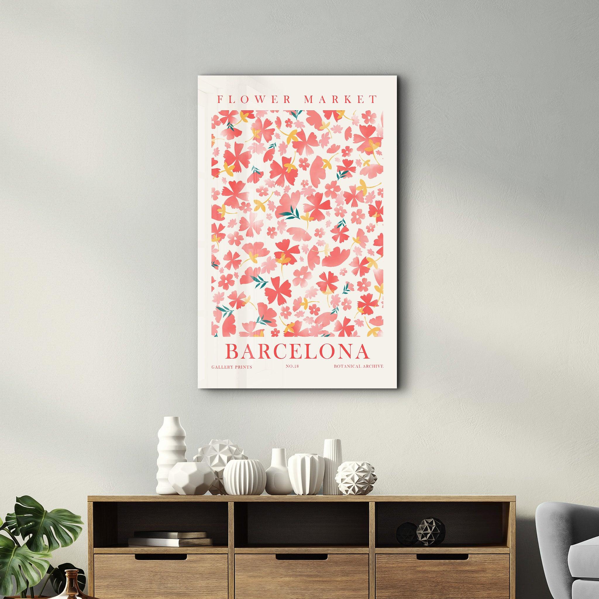 Flower Market No:18 Barcelona | Gallery Print Collection Glass Wall Art - Artdesigna