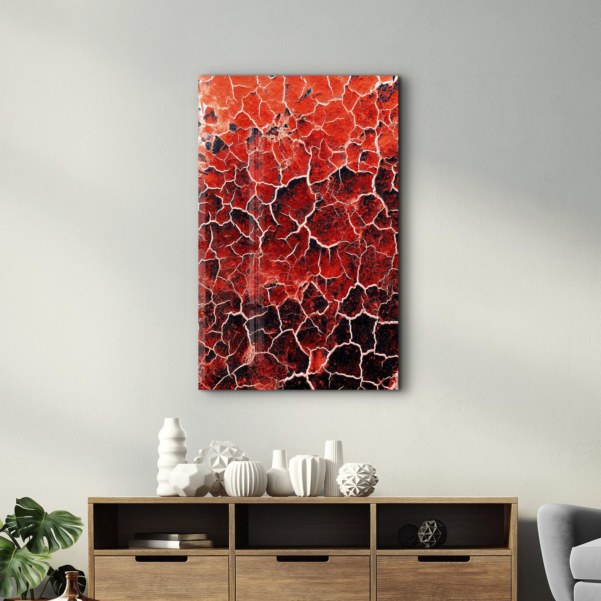 Red Crack | Designer's Collection Glass Wall Art - Artdesigna