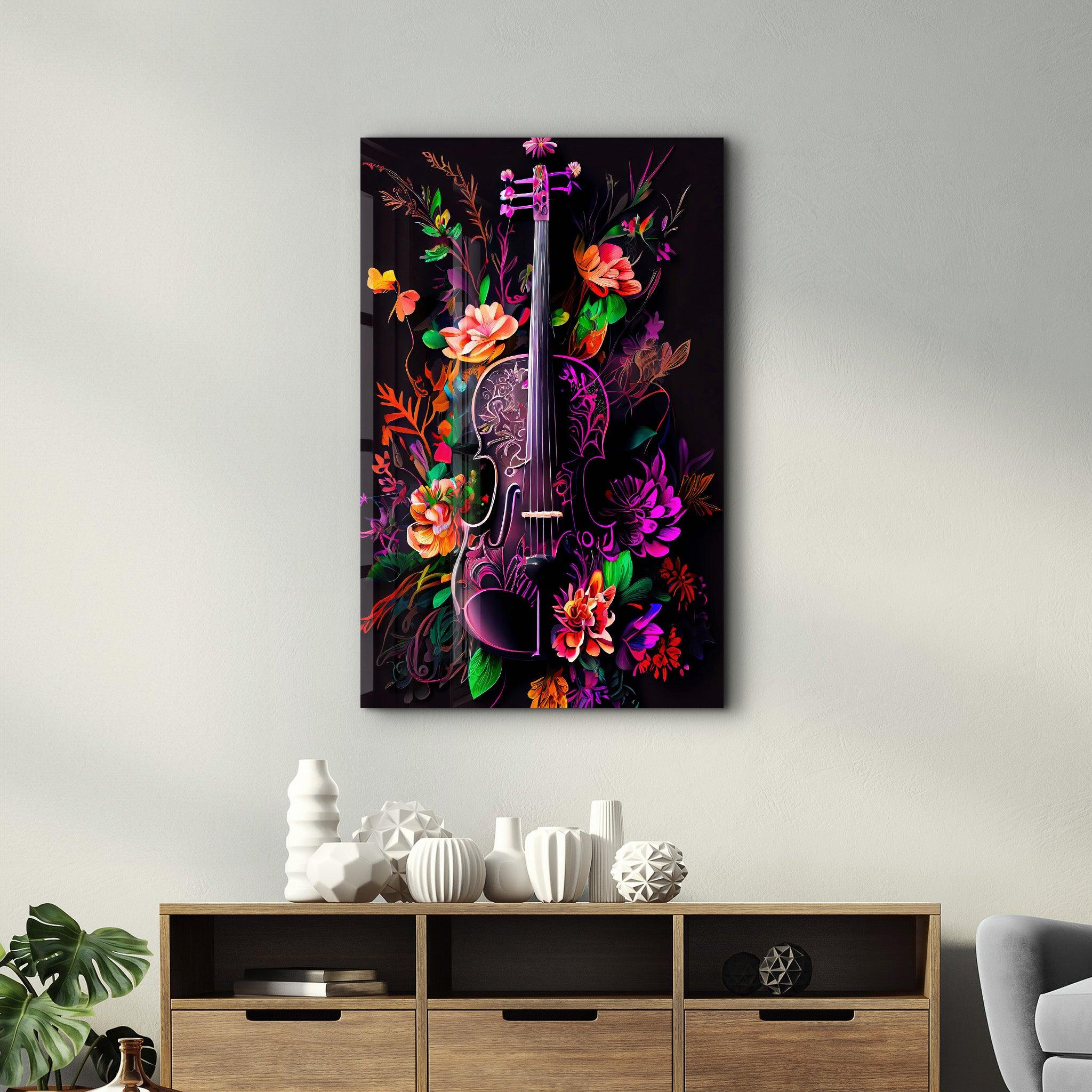 Violin | Secret World Collection Glass Wall Art - Artdesigna