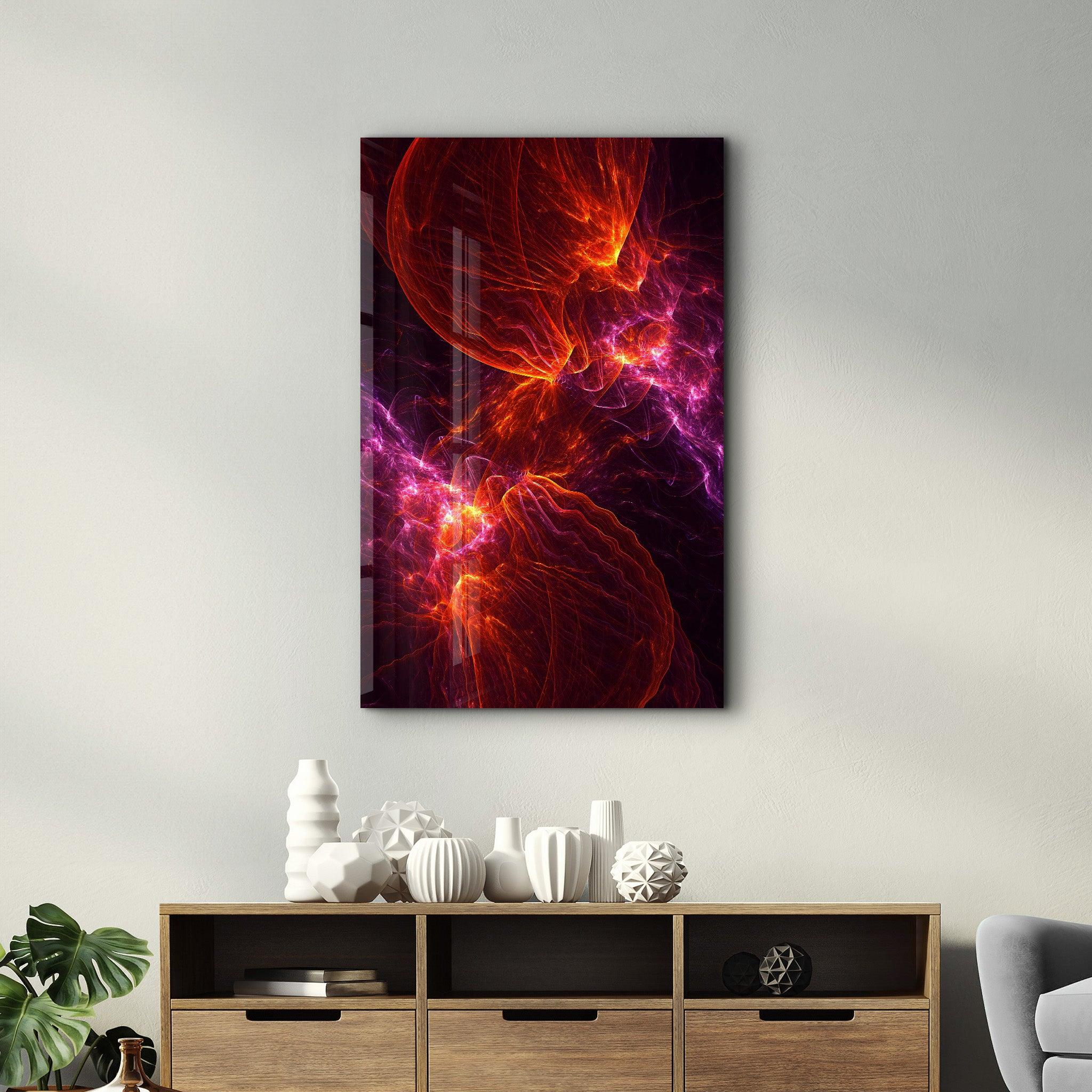 Purple & Red Flames 2 | Glass Wall Art - Artdesigna