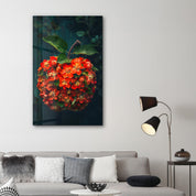 Apple Flowers - Contemporary Glass Wall Art - Artdesigna