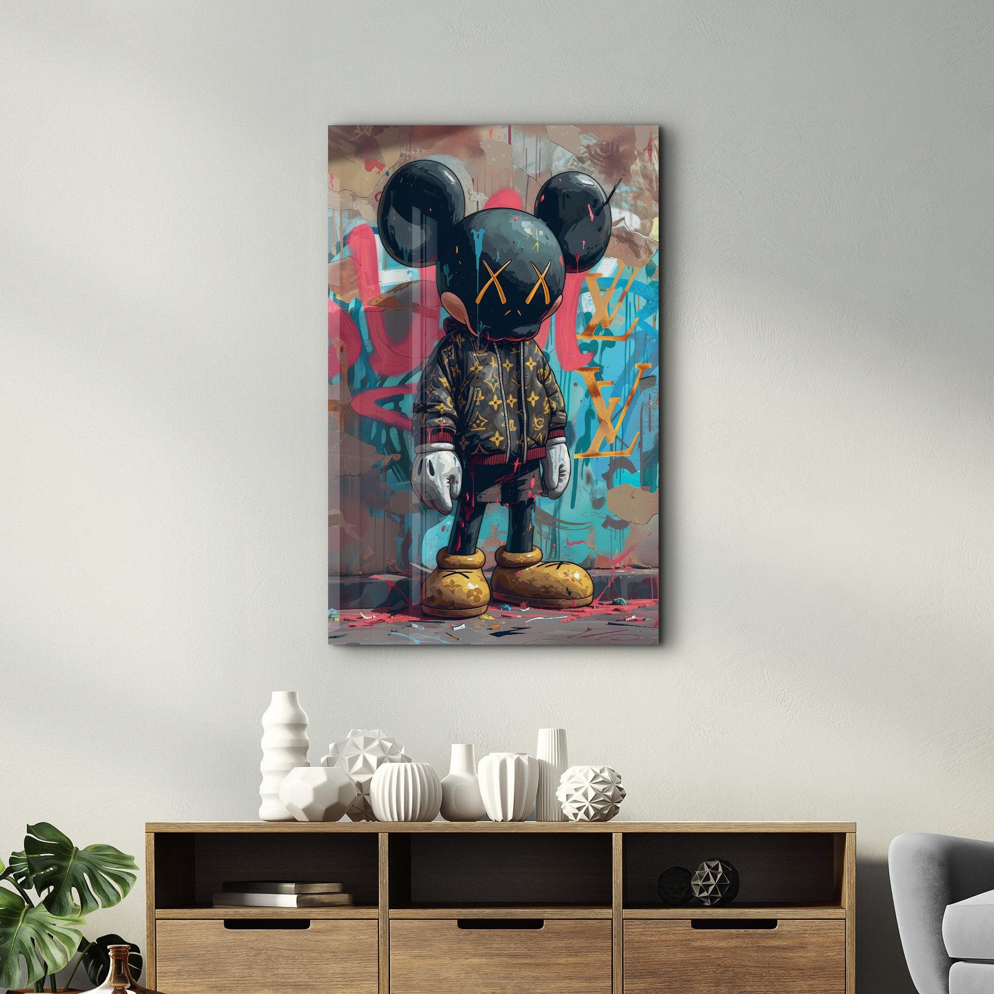 Kaws Wearing LV Jacket Fan Art | Glass Wall Art - Artdesigna