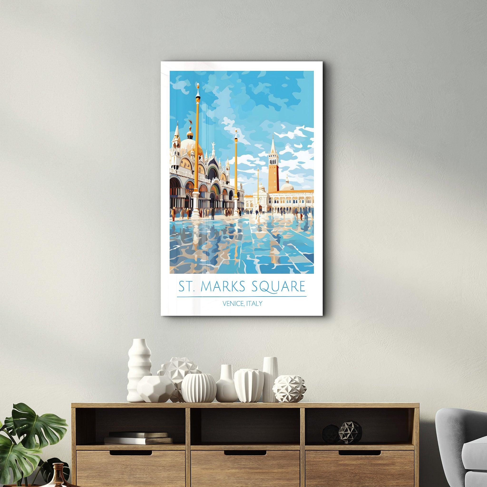 St. Marks Sqaure 2-Venice Italy-Travel Posters | Glass Wall Art - Artdesigna