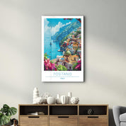 Positano Italy-Travel Posters | Glass Wall Art - Artdesigna