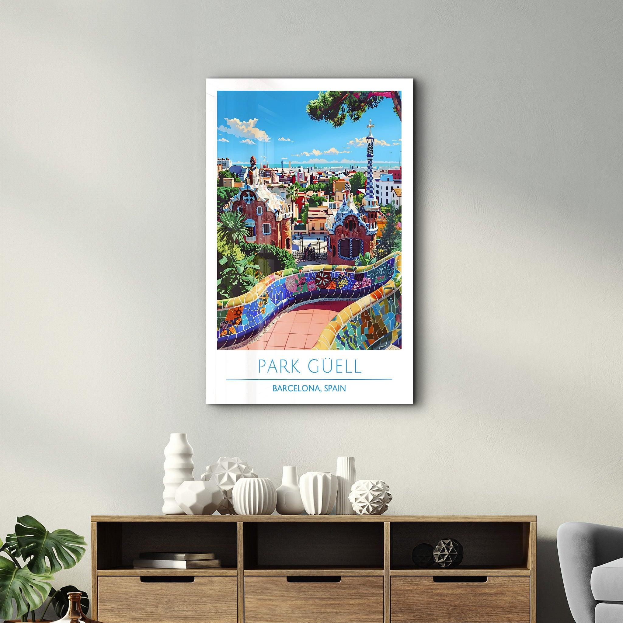 Park Guell 2-Barcelona Spain-Travel Posters | Glass Wall Art - Artdesigna