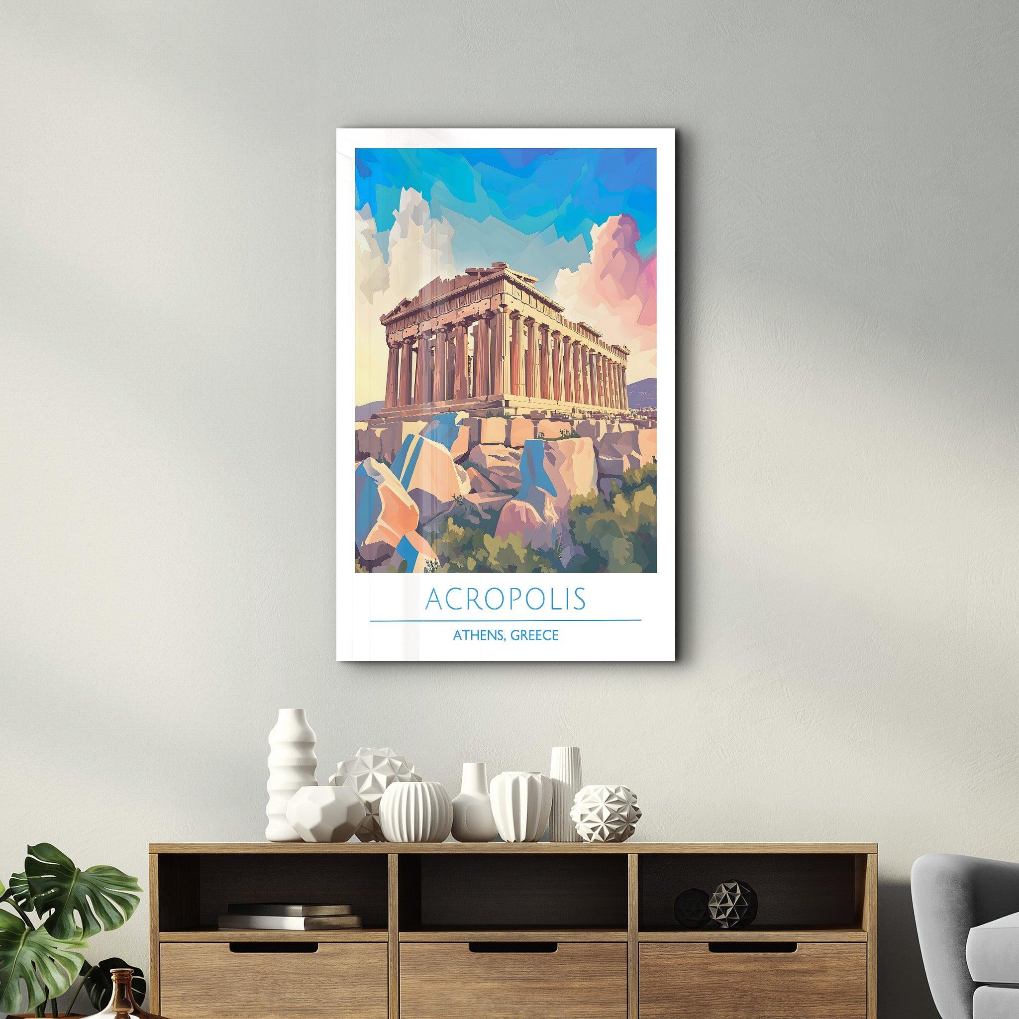 Acropolis-Athens Greece-Travel Posters | Glass Wall Art - Artdesigna