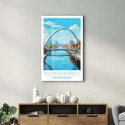 Millennium Bridge-Newcastle England-Travel Posters | Glass Wall Art - Artdesigna