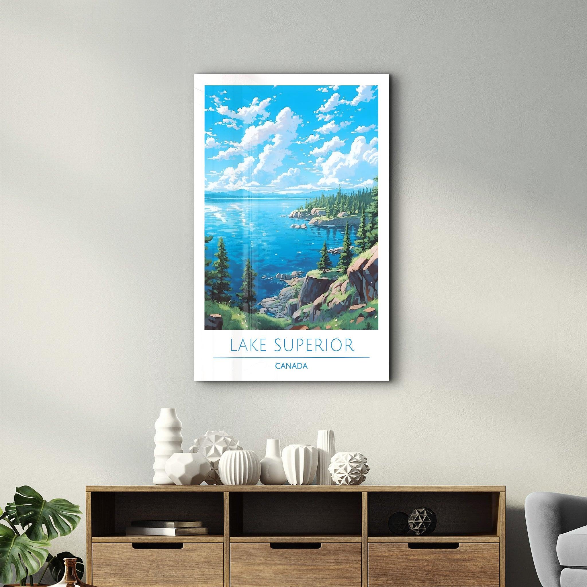 Lake Superior Canada-Travel Posters | Glass Wall Art - Artdesigna