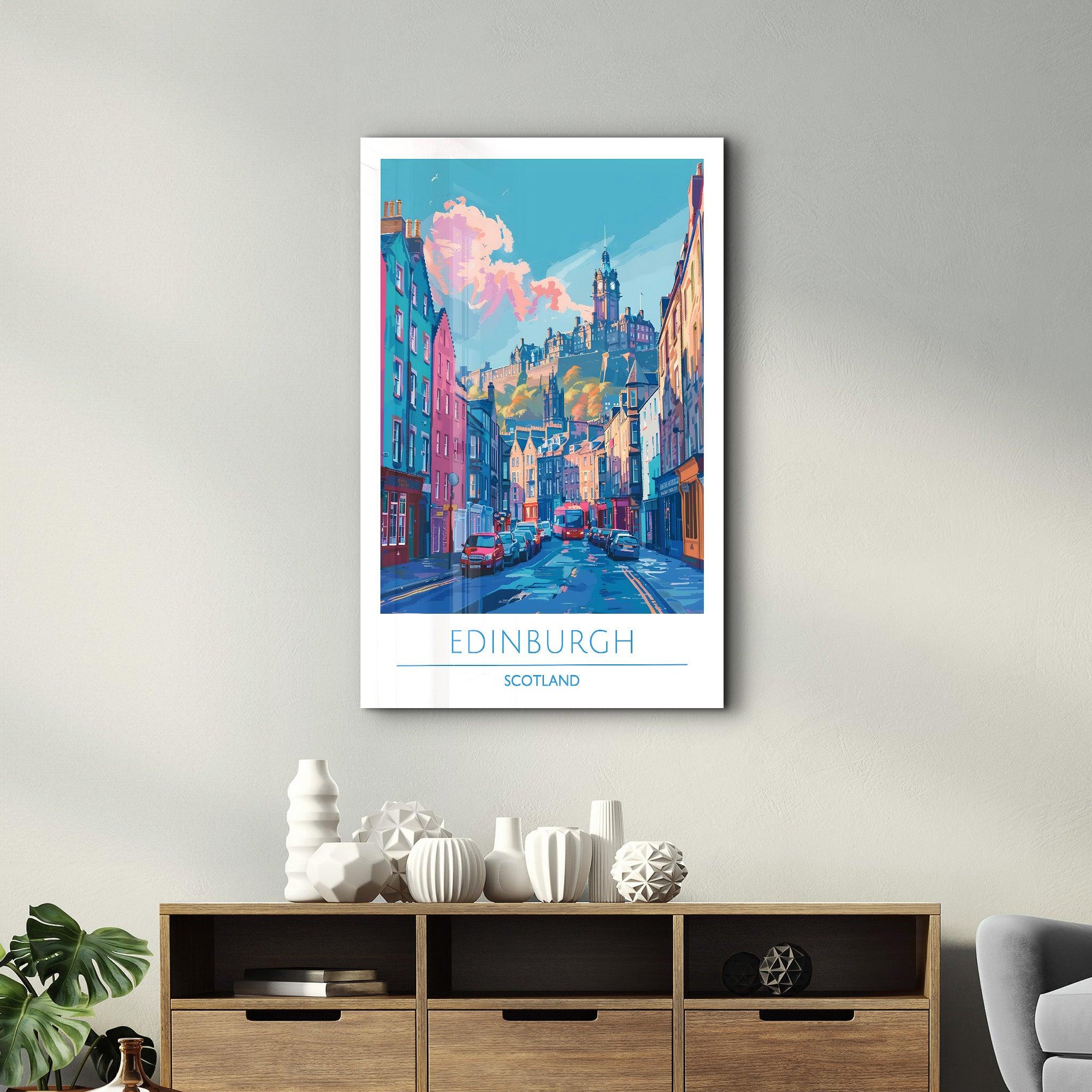 Edinburgh Scotland 2-Travel Posters | Glass Wall Art - Artdesigna