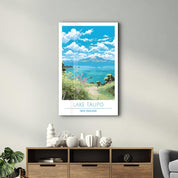 Lake Taupo New Zealand-Travel Posters | Glass Wall Art - Artdesigna