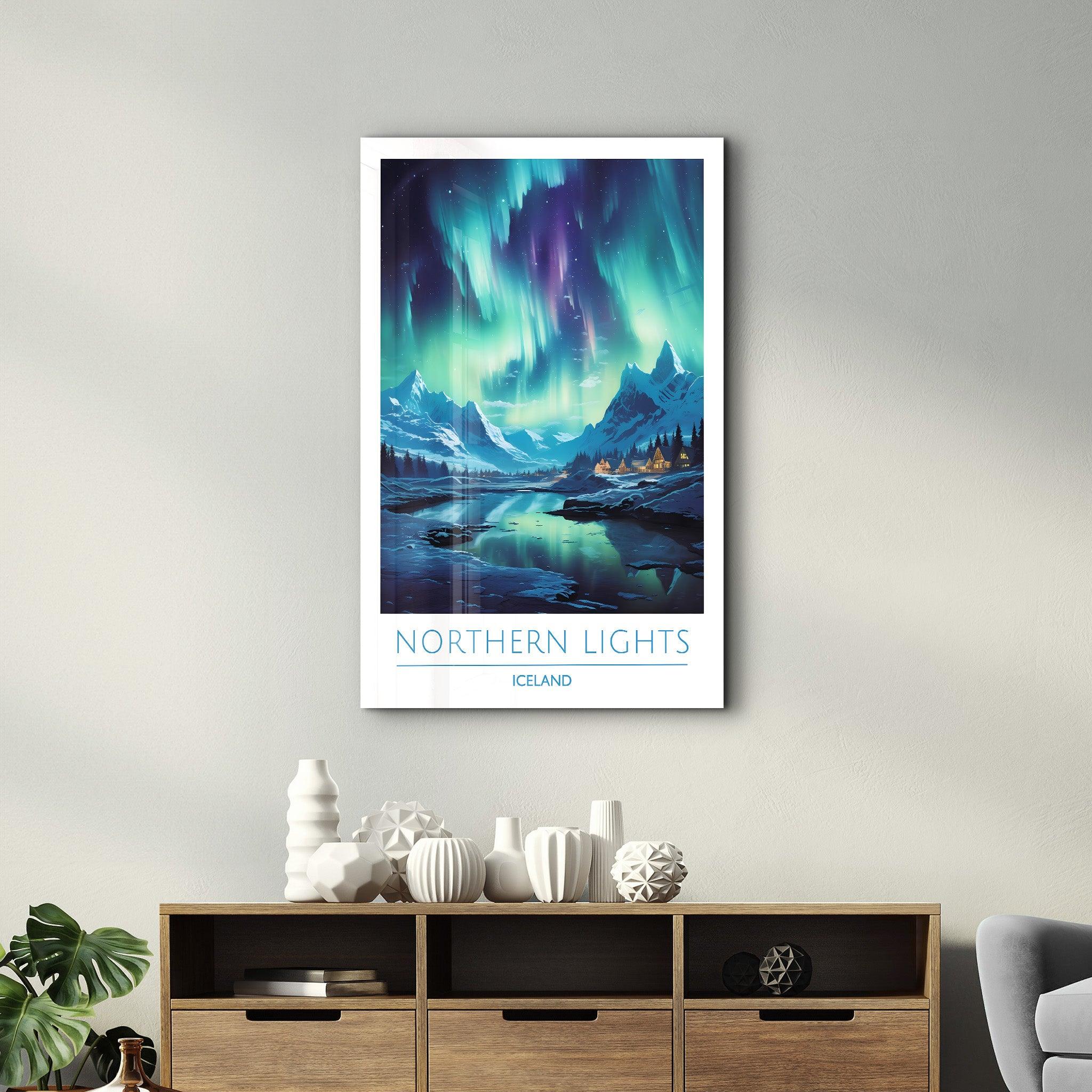 Northern Lights Iceland-Travel Posters | Glass Wall Art - Artdesigna