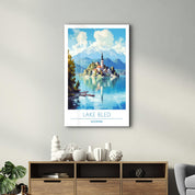 Lake Bled Slovenia-Travel Posters | Glass Wall Art - Artdesigna