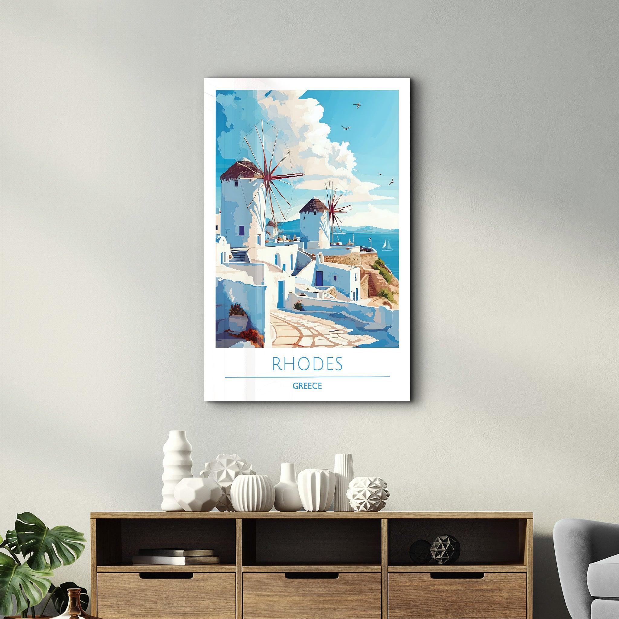 Rhodes Greece 2-Travel Posters | Glass Wall Art - Artdesigna