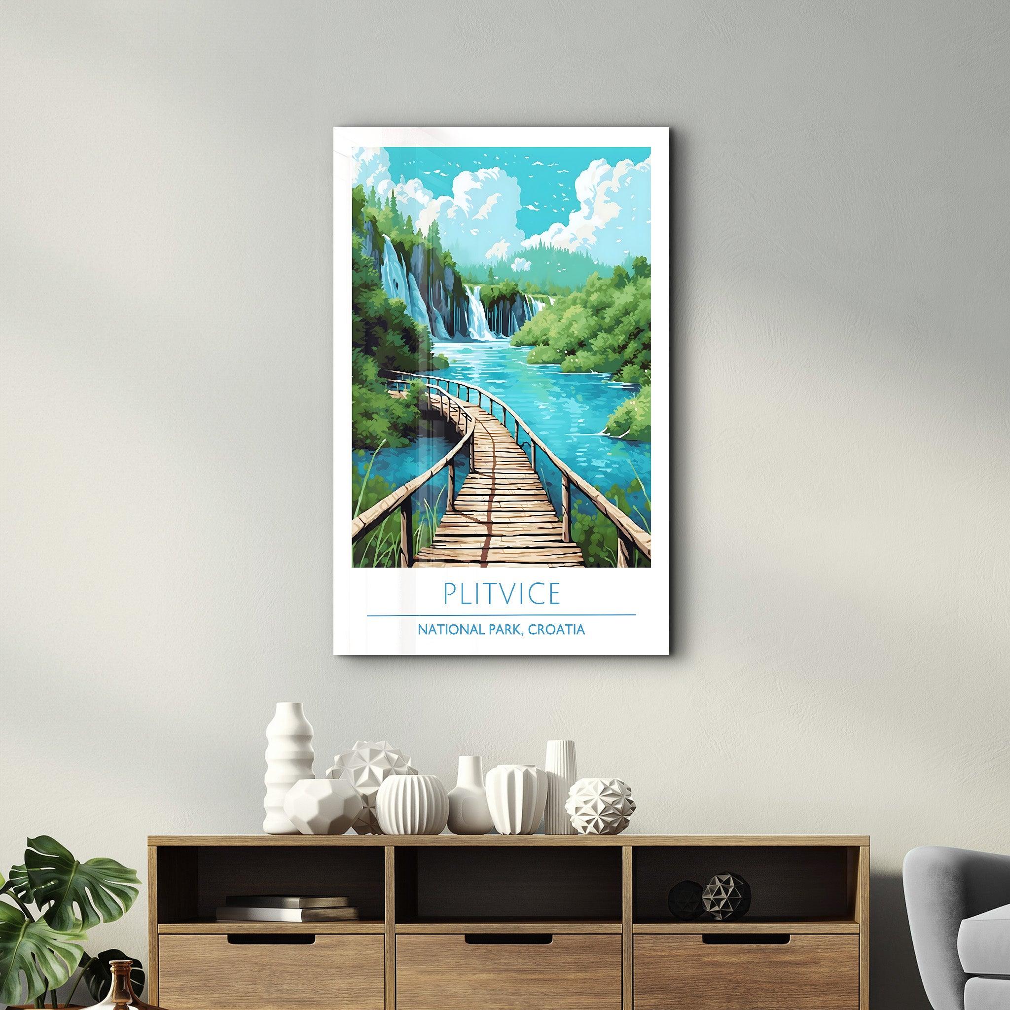 Plitvice-National Park Croatia-Travel Posters | Glass Wall Art - Artdesigna