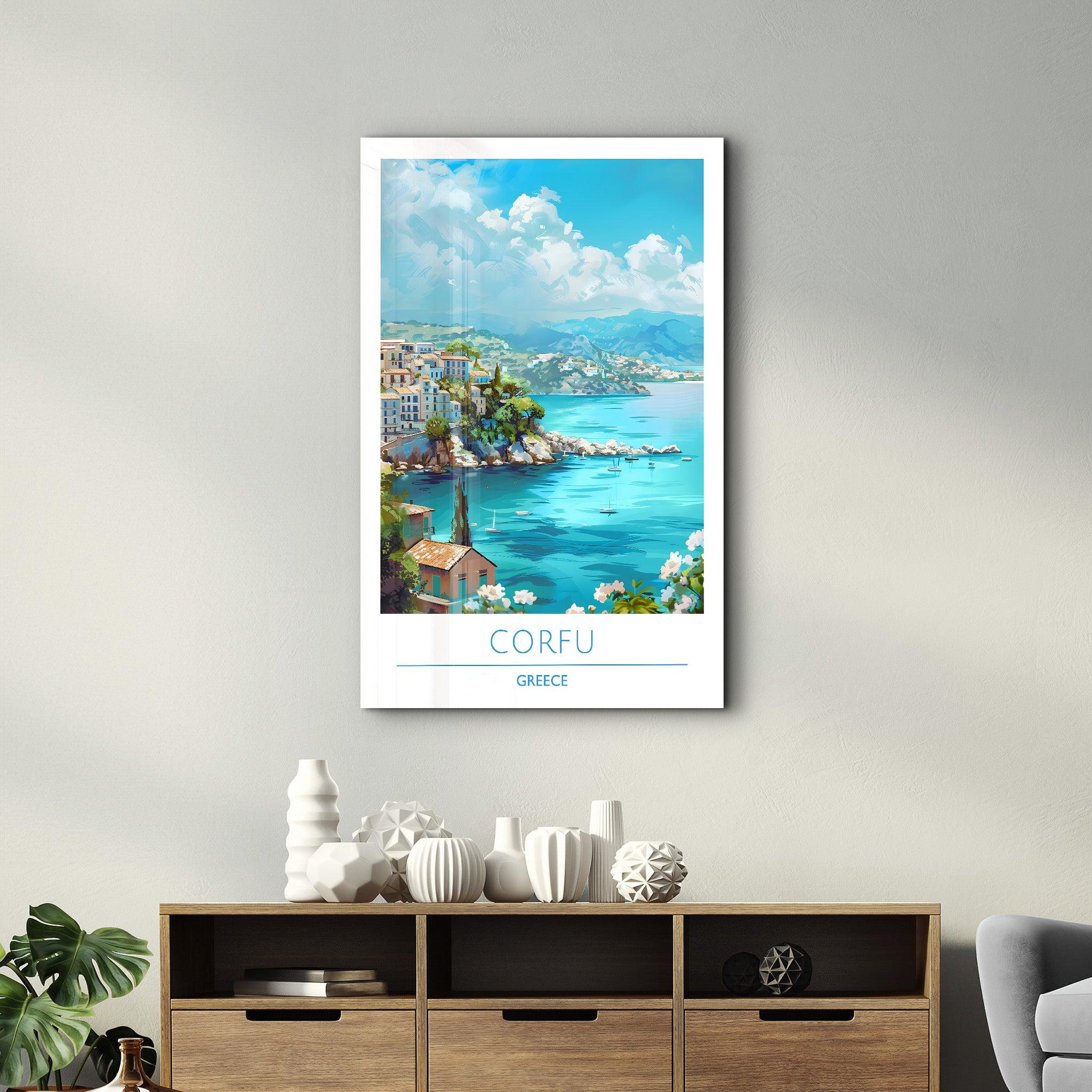 Corfu Greece-Travel Posters | Glass Wall Art - Artdesigna