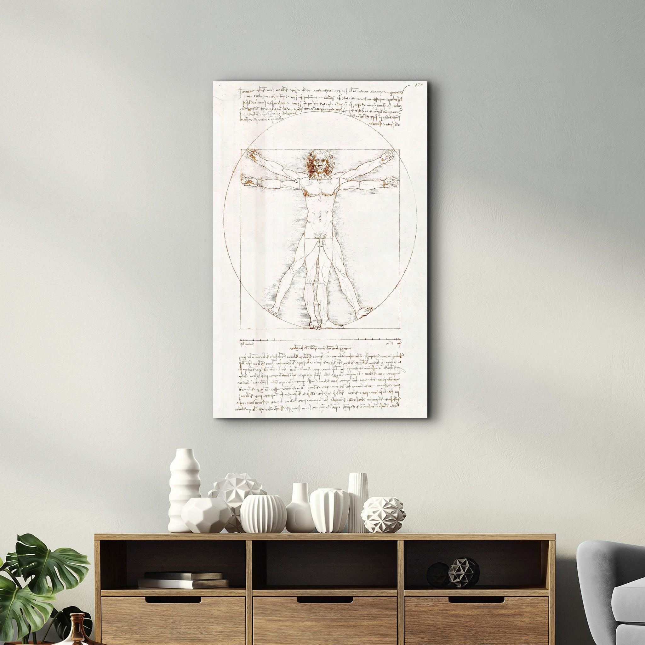 Leonardo da Vinci's The Vitruvian Man 1498 | Glass Wall Art - Artdesigna