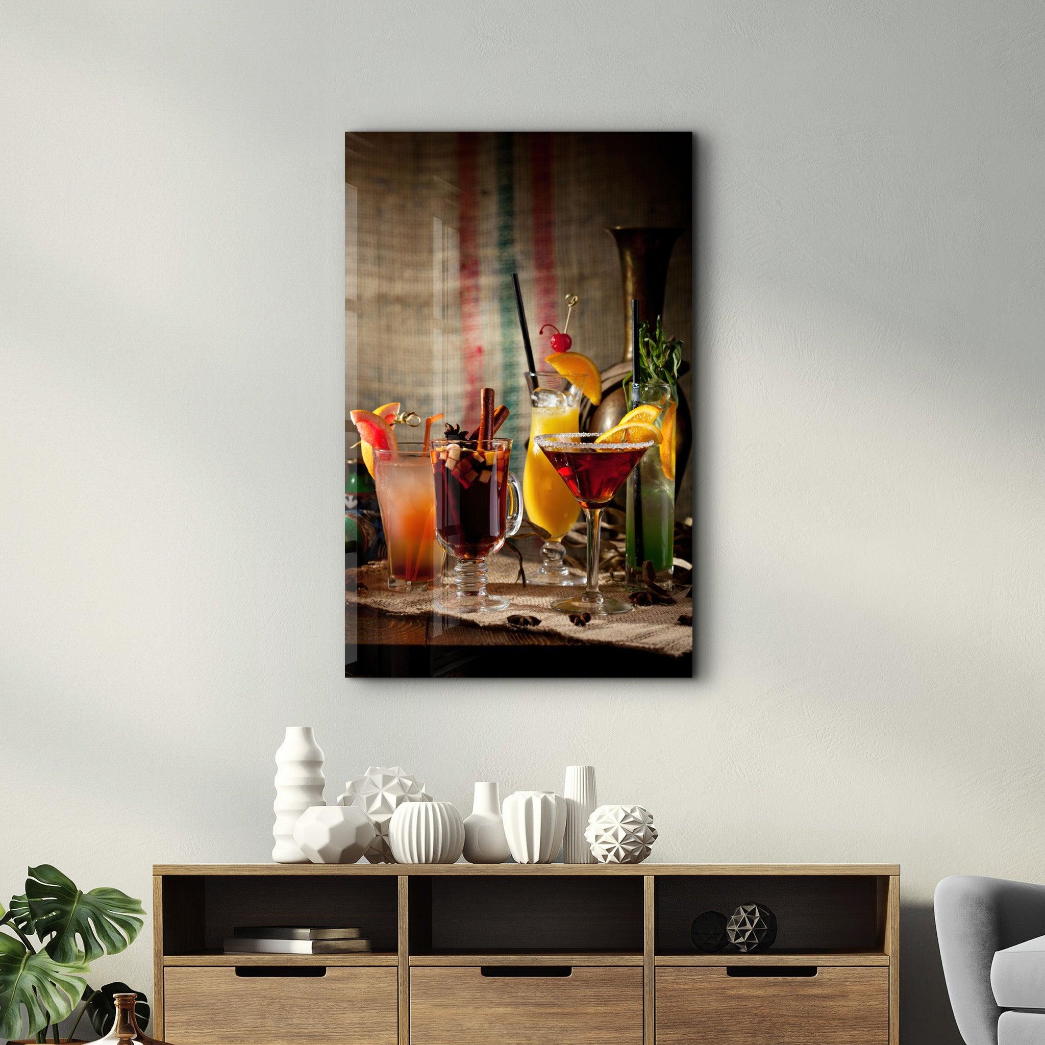 Cocktails | Glass Wall Art - Artdesigna