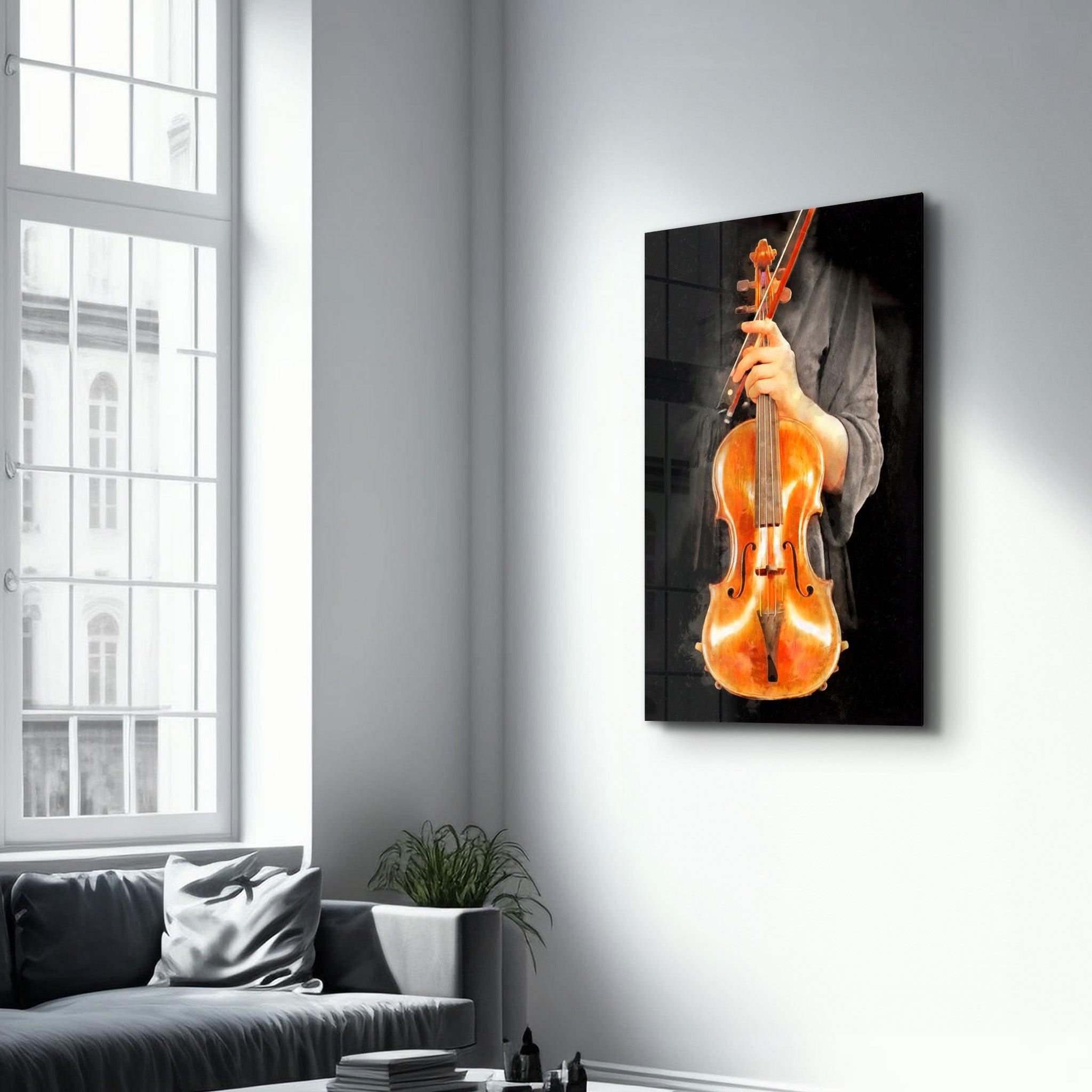 Violin | Glass Wall Art - Artdesigna