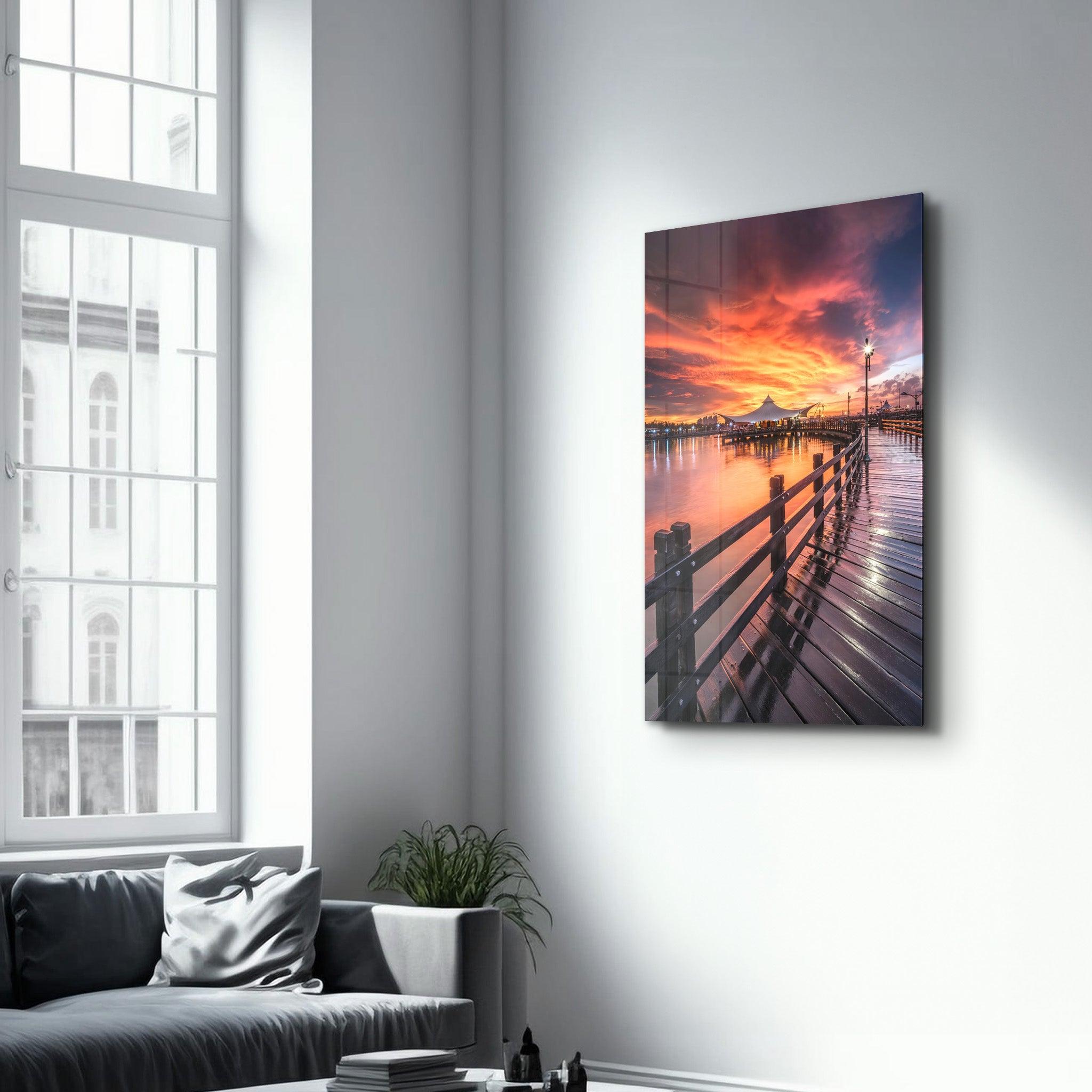 Black Pier | Glass Wall Art - Artdesigna