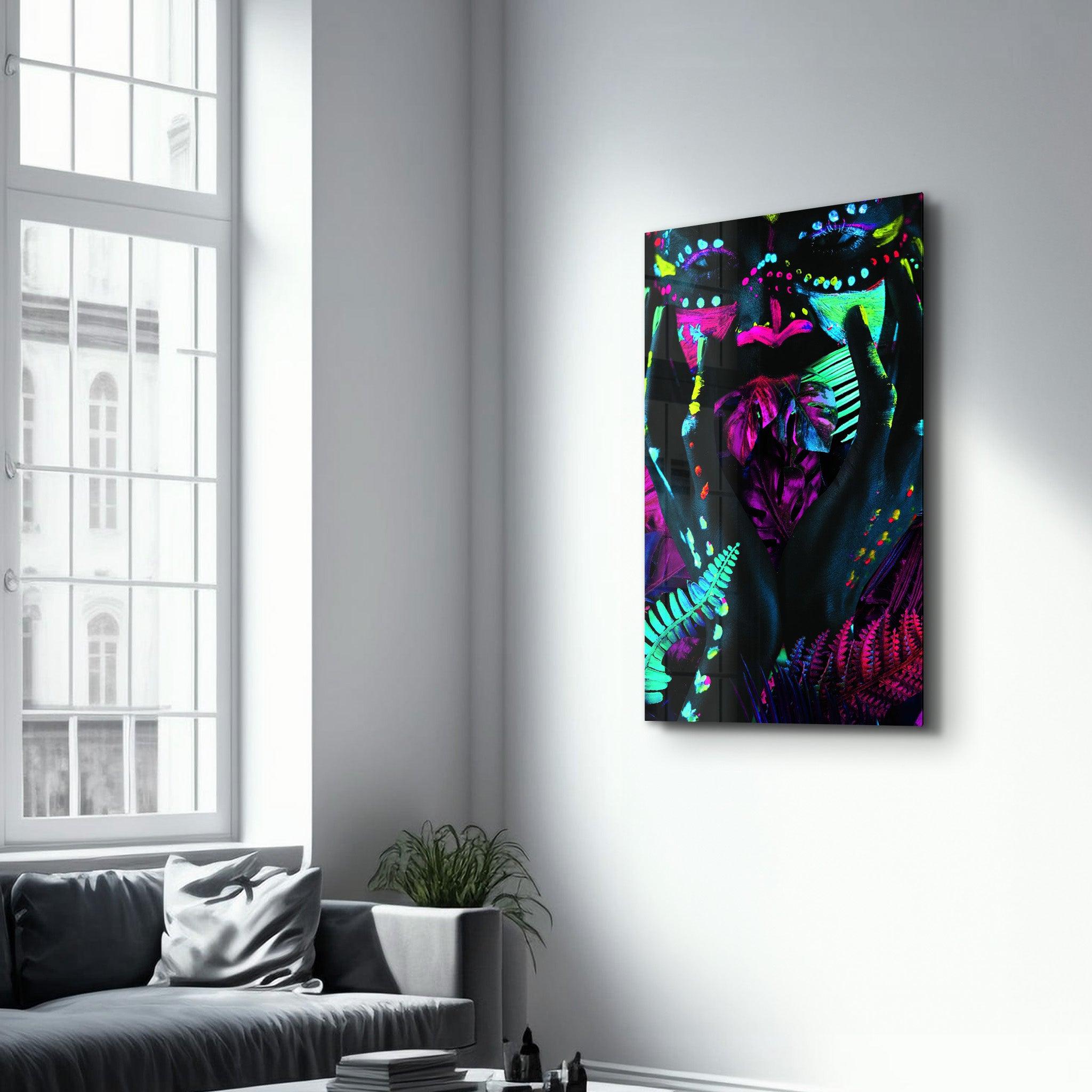 Neon Face | GLASS WALL ART - Artdesigna