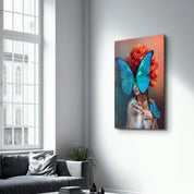 Blue Wings | Glass Wall Art - Artdesigna