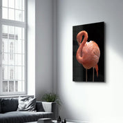 Flamingo V2 | Glass Wall Art - Artdesigna