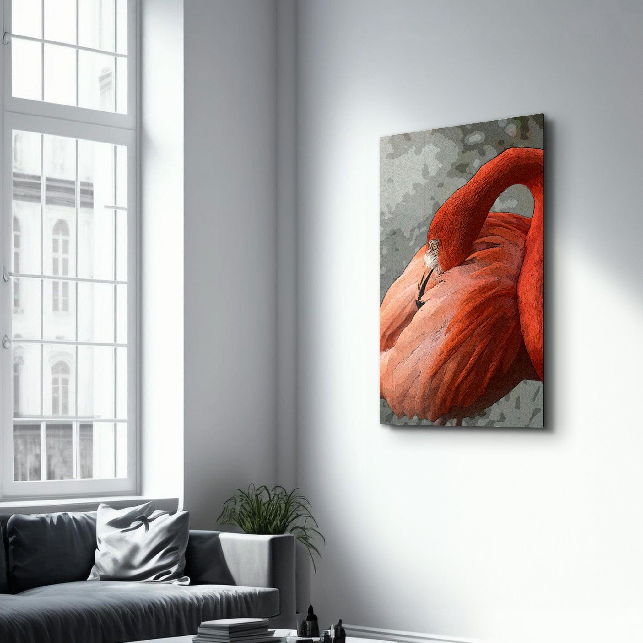 Flamingo V3 | Glass Wall Art - Artdesigna