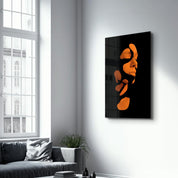 Mysterious Orange Face | Glass Wall Art - Artdesigna