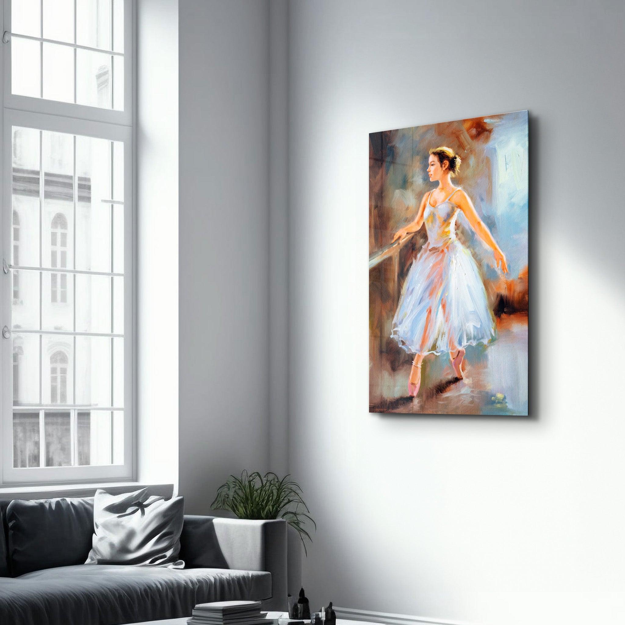 Ballerina Oil Painting | Glass Wall Art - Artdesigna