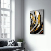 Golden Abstract 2 | Glass Wall Art - Artdesigna