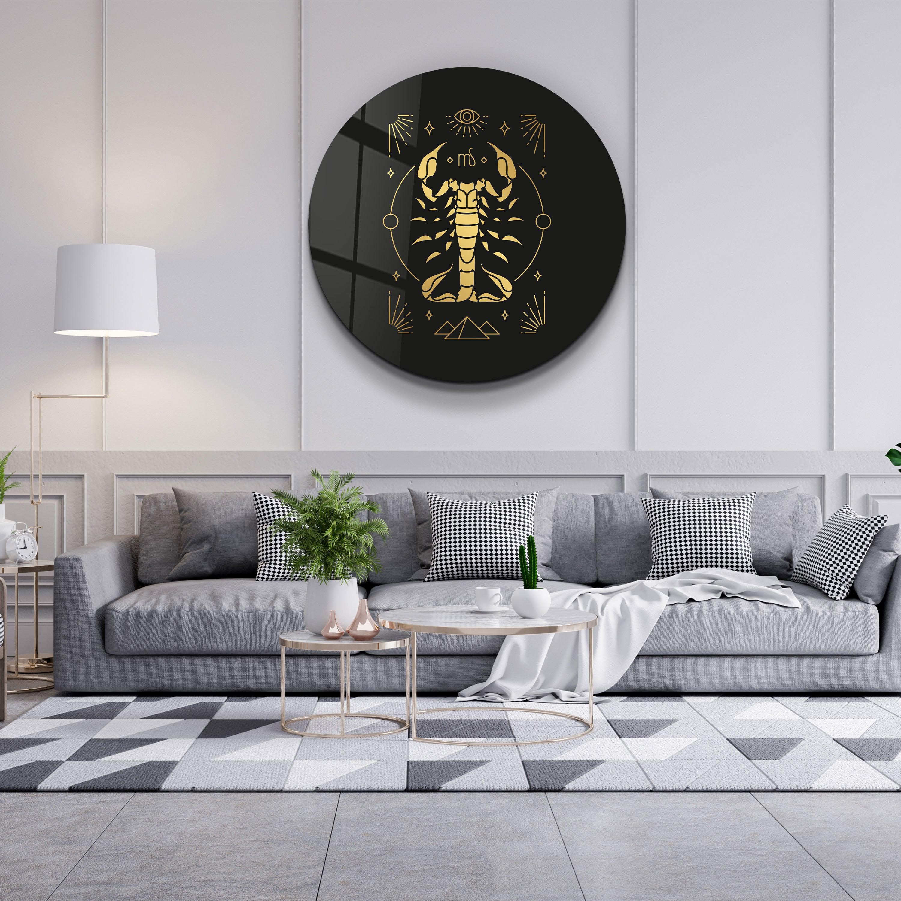 Zodiac Symbols - Rounded Glass Wall Art - Artdesigna