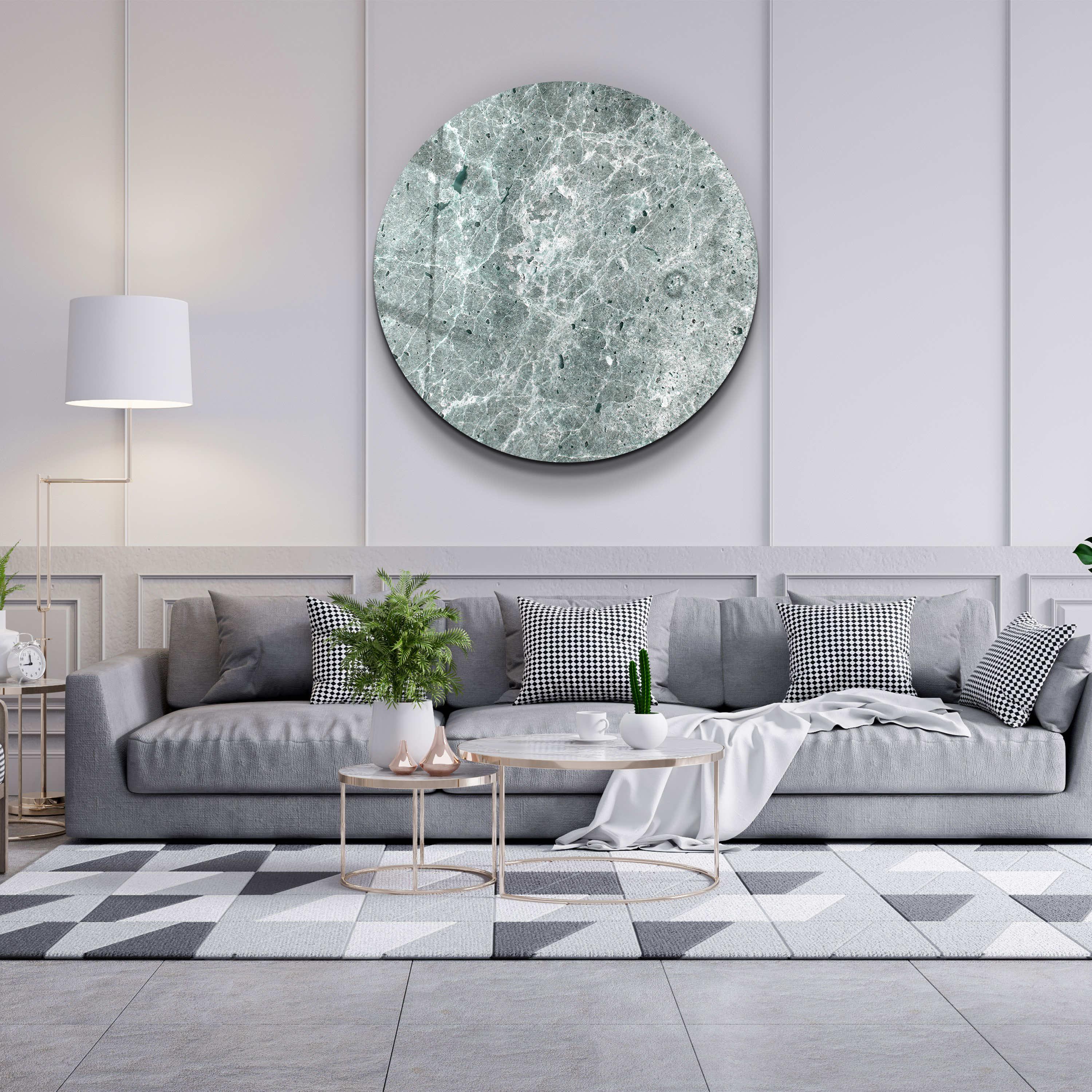 ・"Marble Stone - Gray"・Rounded Glass Wall Art - ArtDesigna Glass Printing Wall Art