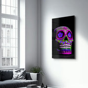 Sugar Skull -Mexican Skull V1 | Designers Collection Glass Wall Art - Artdesigna