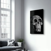 Grey Skull | Glass Wall Art - Artdesigna