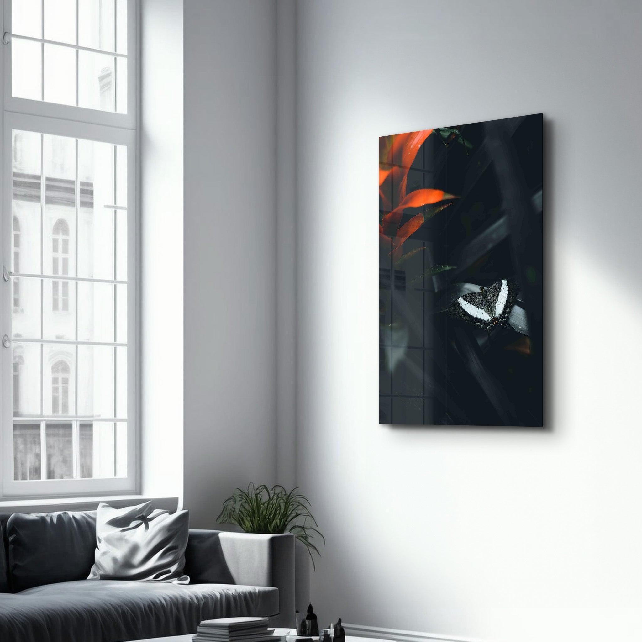 Black Butterfly | Designer's Collection Glass Wall Art - Artdesigna