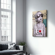 Banksy - I LOVE LIFE | Designer's Collection Glass Wall Art - Artdesigna