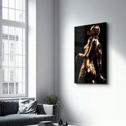 Robo Girl Gold | Designer's Collection Glass Wall Art - Artdesigna