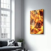 Flame Brush Strokes | Glass Wall Art - Artdesigna