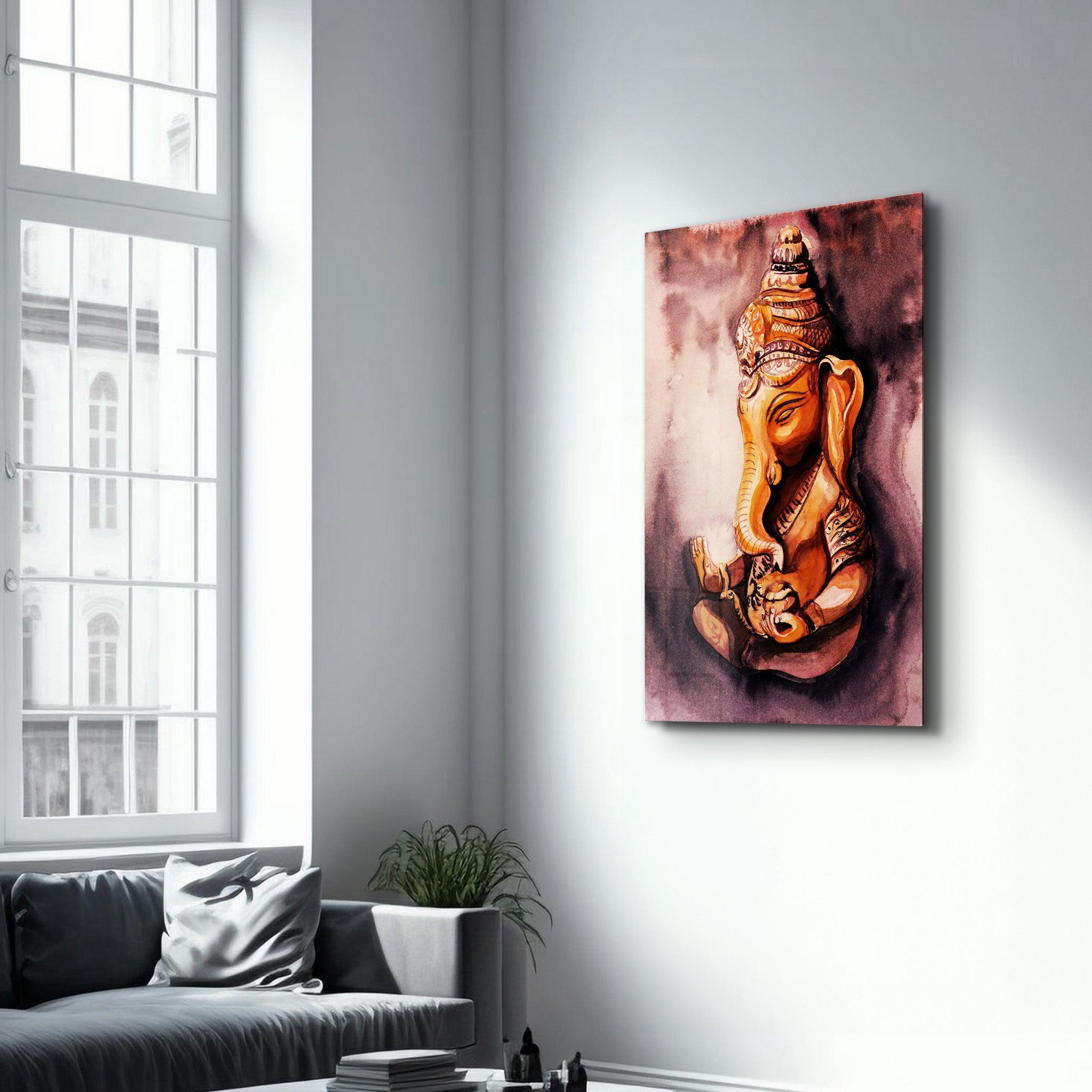 Indian Lord Ganesh | Glass Wall Art - Artdesigna