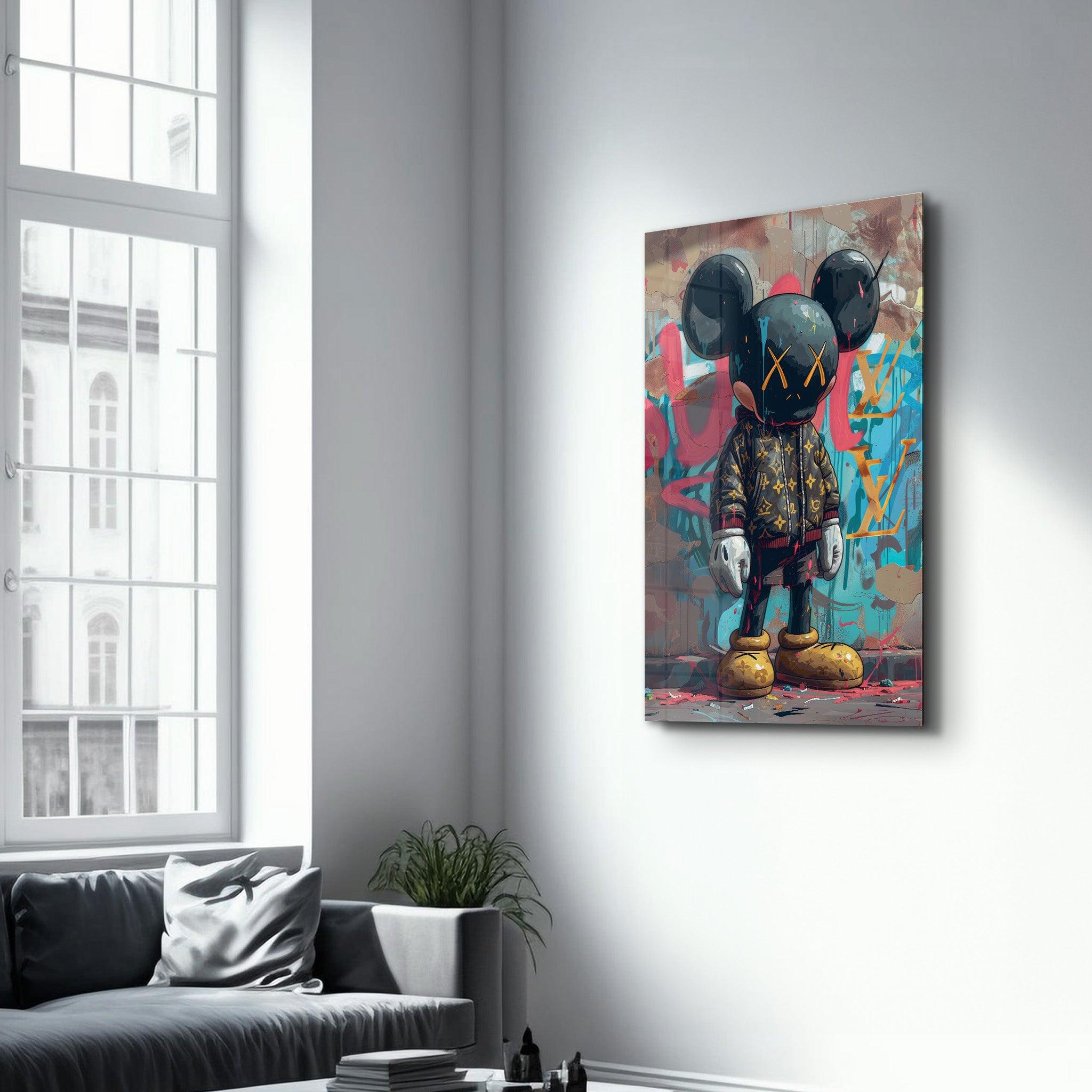 Kaws Wearing LV Jacket Fan Art | Glass Wall Art - Artdesigna